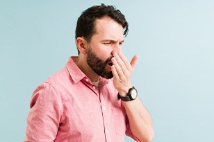 Man with bad breath