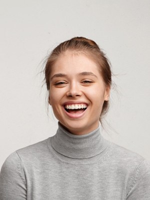 closeup of young woman smiling