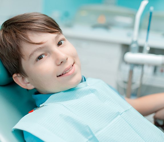 Boy visiting pediatric dentist in Franklin Park
