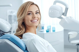 woman seated in dentists chair