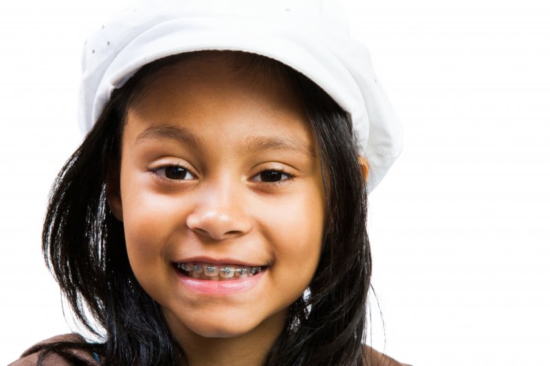 Close-up of young child with braces