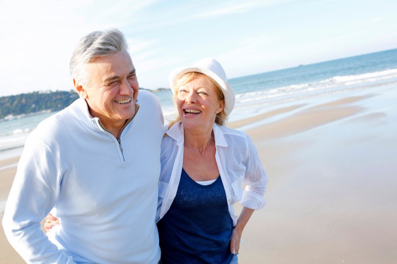 Couple with dental implants